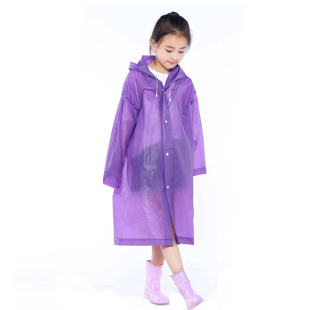 Acamifashion Children Raincoat Kids Impermeable Cover Poncho Rainwear Waterproof Hooded Capa - Purple