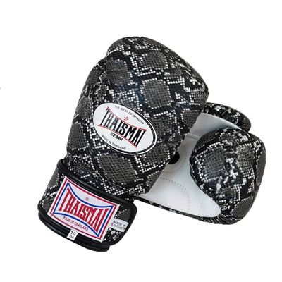 THAISMAI Muay Thai Style Boxing Gloves Python Skin Pattern with Polyurethane Synthetic Leather Material Black Color (12)