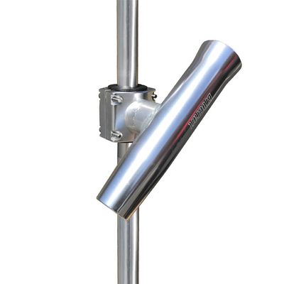 Brocraft Boat T-TOP Rod Holder/Clamp-On Rod Holder - Silver Aluminum - Degree Adjustable - Fits 1" to 2" O.D. Pipe