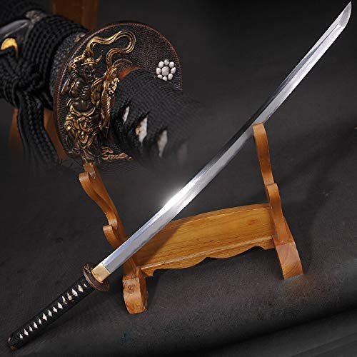 GLW Handmade Katana Japanese Samurai Sword Hand Fine Polished Oil Quenched Damascus Folded Steel&Hand Fine Polished Full Tang Blade