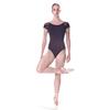 FR DUVAL Women's Cap Sleeve Couture Leotard Edith, Black, Large view 1