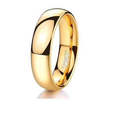 CROWNAL 1mm 2mm 3mm 4mm 5mm 6mm 7mm 8mm Tungsten Silver/Yellow Gold/Rose Gold/Black Wedding Band Ring Men Women Plain Dome Polished Comfort Fit Size 3 To 17 (Gold 5mm,7.5)