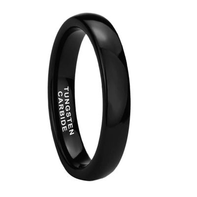 CROWNAL 1mm 2mm 3mm 4mm 5mm 6mm 7mm 8mm Tungsten Silver/Yellow Gold/Rose Gold/Black Wedding Band Ring Men Women Plain Dome Polished Comfort Fit Size 3 To 17 (Black 5mm,13)