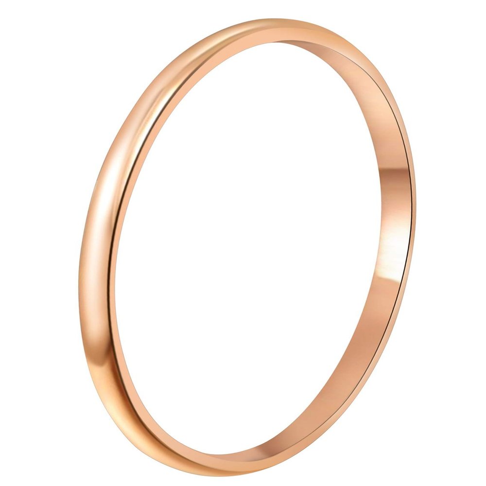 CROWNAL 1mm 2mm 3mm 4mm 5mm 6mm 7mm 8mm Tungsten Silver/Yellow Gold/Rose Gold/Black Wedding Band Ring Men Women Plain Dome Polished Comfort Fit Size 3 To 17 (Rose Gold 1mm,9)