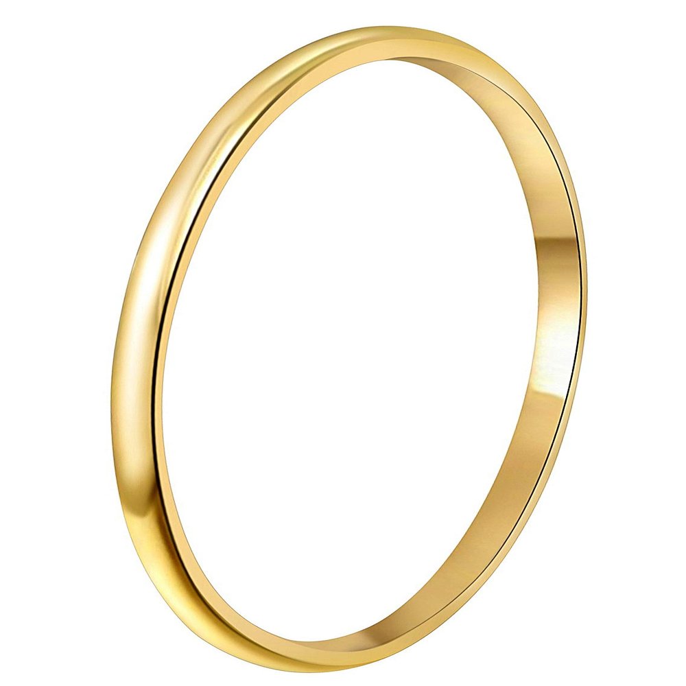 CROWNAL 1mm 2mm 3mm 4mm 5mm 6mm 7mm 8mm Tungsten Silver/Yellow Gold/Rose Gold/Black Wedding Band Ring Men Women Plain Dome Polished Comfort Fit Size 3 To 17 (Gold 1mm,6)