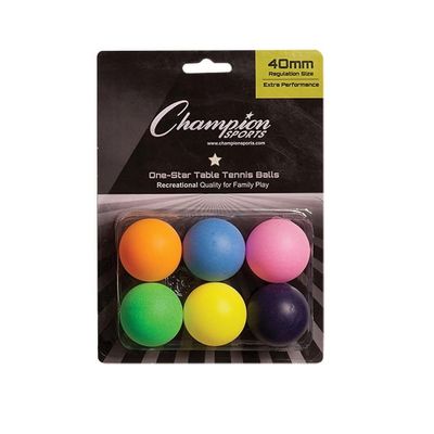 Champion Sports 1STAR6MP 8 x 5.75 x 1.5 in. 1 Star Table Tennis44; Multicolor - 6 per Pack