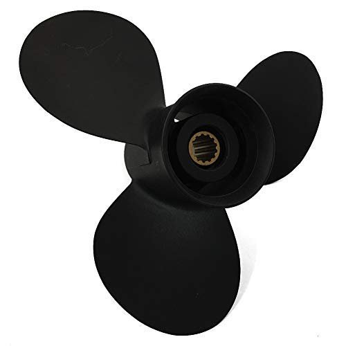 ARKDOZA 3 Blades Aluminum Propeller for Tohatsu Nissan 35/40/50HP Outboard Motor with 13 Spline Tooth Pressed in Rubber Hub 12.2x9