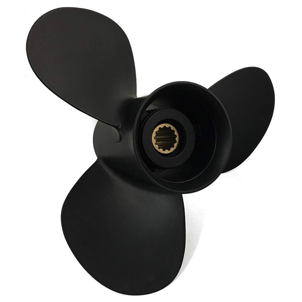 ARKDOZA 3 Blades Aluminum Propeller for Tohatsu Nissan 35/40/50HP Outboard Motor with 13 Spline Tooth Pressed in Rubber Hub 11.4x12
