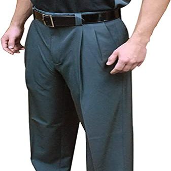 Smitty | BBS-396 | 4-Way Stretch Baseball Umpire Pleated Plate Pants with Expander Waistband | Charcoal Grey | Elite Official's Choice! (42)
