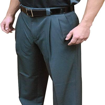 Smitty | BBS-396 | 4-Way Stretch Baseball Umpire Pleated Plate Pants with Expander Waistband | Charcoal Grey | Elite Official's Choice! (30)