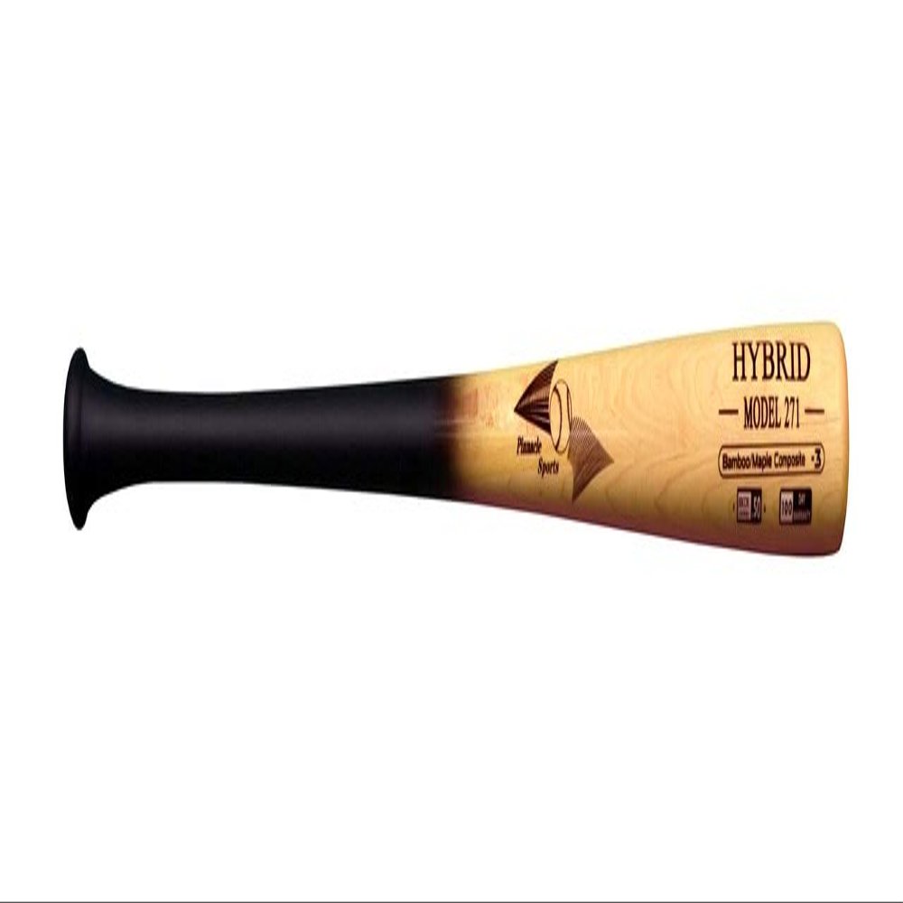BamBooBat BYINNACLE Sports Equipment INC. Adult Hybrid Bamboo & Maple Baseball Bat with Rubberized Coated Handle, Black Handle/Natural Barrel, 33",HBBN271-HY33
