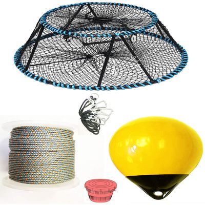 KUFA Sports Vinyl Coated Tower Style Prawn Trap(30"x20"x12"H,Mesh:1-3/4 inch) with Prawn Trap Accessory Combo (CT130+PAL38Y+HA5)