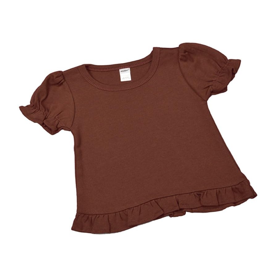 Monag Short Sleeve Ruffle T-Shirt (12-18m, Chocolate)