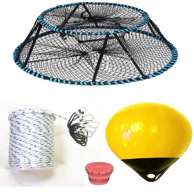 KUFA Sports Vinyl Coated Tower Style Prawn Trap(30"x20"x12"H,Mesh:1-3/4 inch) with Prawn Trap Accessory Combo (CT130+PAS30Y+HA5)