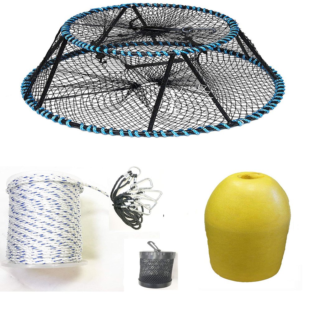 KUFA Sports Vinyl Coated Tower Style Prawn Trap(30"x20"x12"H,Mesh:1-3/4 inch) with Prawn Trap Accessory Combo (CT130+PNS1+HA5)