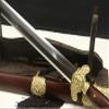 GLW Shorten Chinese Sword Qing Dynasty Fuly Handmade Damascus Folded Steel Full Tang Blade Collecation Sword Home Decoration view 3