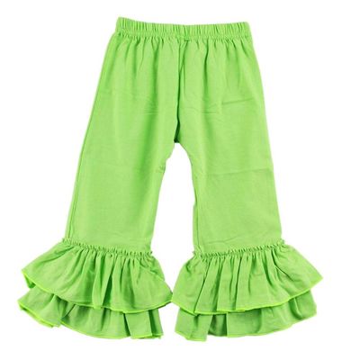 VduanMo Baby Girl's Knit Cotton Ruffled Flare Pants Large Lime