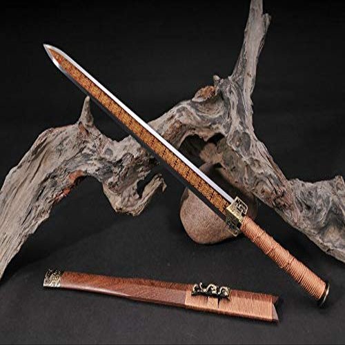 GLW T10 Steel Sword Red Full Tang Blade Chinese Sword Fully Hand-Made Widen & Oil Quenched & Hand Polished Collection Sword