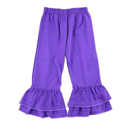 VduanMo Baby Girl's Knit Cotton Ruffled Flare Pants Medium Purple