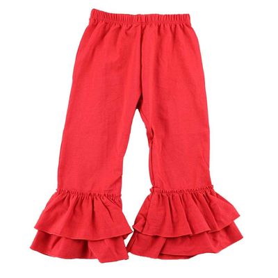VduanMo Baby Girl's Knit Cotton Ruffled Flare Pants Small Red