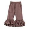 VduanMo Baby Girl's Knit Cotton Ruffled Flare Pants XX-Large Brown view 1