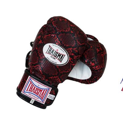 Thaismai Muay Thai Style Boxing Gloves Python Skin Pattern with Polyurethane Synthetic Leather Material Red Color (16)