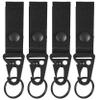 Azarxis Tactical Molle Key Ring Chain Gear Clip Key Keeper Keychain Nylon Belt Key Holder Carabiners Hanger Buckle Hook (Black - Pack of 4)