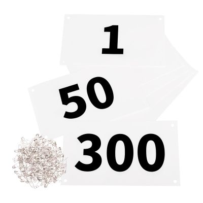 Azarxis Running Bib Competitor Numbers with Safety Pins, Tyvek Tearproof Waterproof 4" x 7" for Marathon Races Events (1-300)