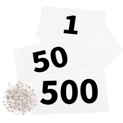 Azarxis Running Bib Competitor Numbers with Safety Pins, Tyvek Tearproof Waterproof 4" x 7" for Marathon Races Events (1-500)