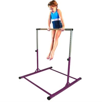 Athletic Bar Gymnastics Kip Bar Horizontal Bar Professional Junior Gymnastic Training High Bar Asymmetric Bar 13 Level Height Adjustable Expandable 3 to 5 FT Indoor Outdoor Use (Purple)