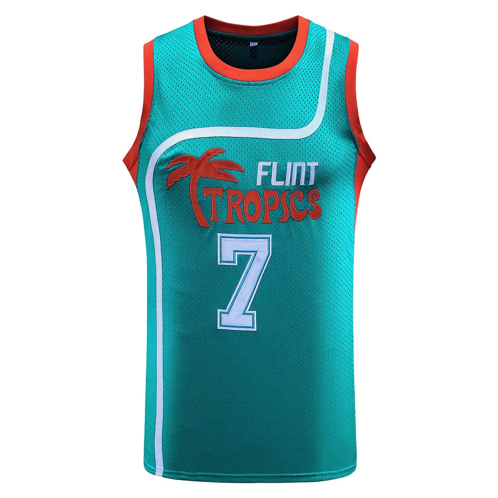 Jackie Moon 33 Coffee Black 7 Flint Tropics Semi Pro 90s Hip Hop Clothes for Party Men Basketball Jersey Green White (XX-Large, 7 Green)