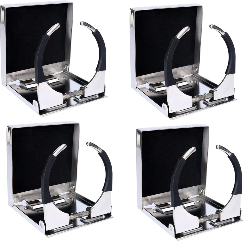 Amarine Made 4-Pack Bigger Stainless Steel Adjustable Folding Drink Holders Marine Boat Caravan car for Mug Cup up to Dia 3-3/8"