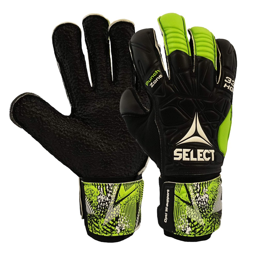 SELECT 33 Protec HG V20 Soccer Goalkeeper Glove, Black/Green, Size 7