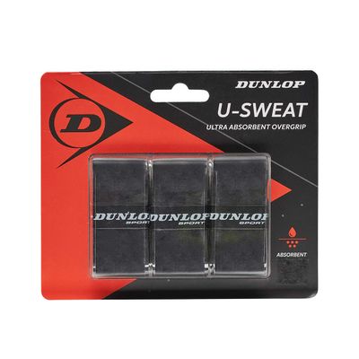 Dunlop Sports U-Sweat Overgrip, 3-Pack, Black