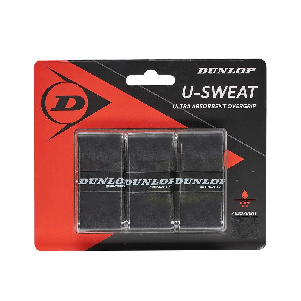 Dunlop Sports U-Sweat Overgrip, 3-Pack, Black