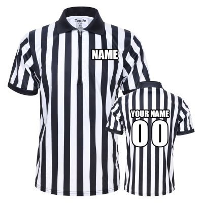 TopTie Men's Pro-Style Referee Shirt with Zipper Personalized with Names, Numbers and Personalized Messages-Printing-L