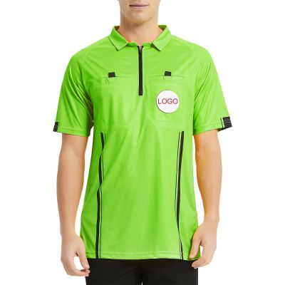 TopTie Custom USSF Soccer Referee Jersey with Embroidered Detachable Patch-Green-XS