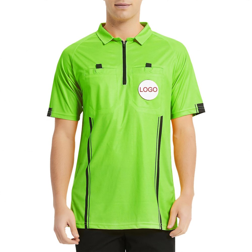 TopTie Custom USSF Soccer Referee Jersey with Embroidered Detachable Patch-Green-XS