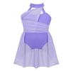 YEAHDOR Kids Girls Halter Cutout Back Lyrical Contemporary Ballet Dance Skirted Leotard Chiffon Dress Satge Costume Lavender 12 view 1
