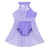 YEAHDOR Kids Girls Halter Cutout Back Lyrical Contemporary Ballet Dance Skirted Leotard Chiffon Dress Satge Costume Lavender 12 view 4