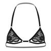 ACSUSS Mens Lingerie Sissy Sheer Lace Halter Neck Open Nipples Wire-Free Unlined Mini Bra Tops Halter Black One Size view 1