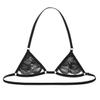 ACSUSS Mens Lingerie Sissy Sheer Lace Halter Neck Open Nipples Wire-Free Unlined Mini Bra Tops Halter Black One Size view 3