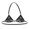 ACSUSS Mens Lingerie Sissy Sheer Lace Halter Neck Open Nipples Wire-Free Unlined Mini Bra Tops Halter Black One Size view 4