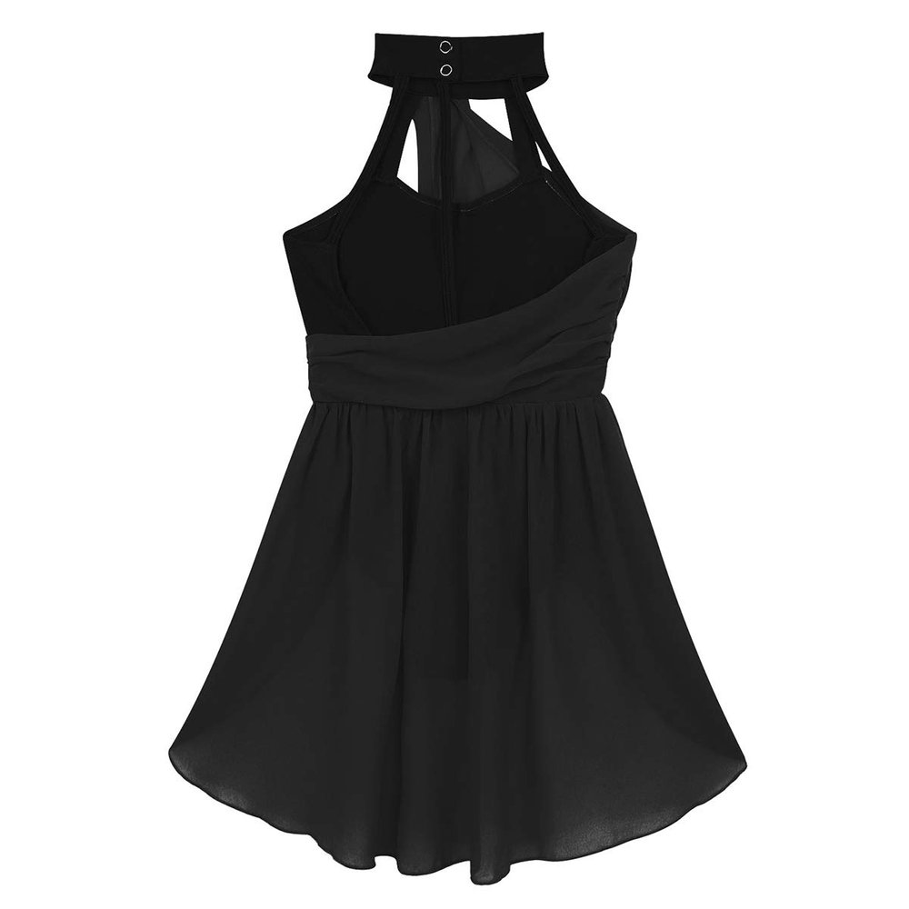Freebily Kids Girls Cross Back Camisole Ballet Dance Leotard Dress Modern Ballroom Lyrical Dance wear Dress Caged Back Black 12