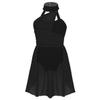 Freebily Kids Girls Cross Back Camisole Ballet Dance Leotard Dress Modern Ballroom Lyrical Dance wear Dress Caged Back Black 12 view 2