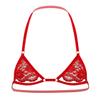 ACSUSS Mens Lingerie Sissy Sheer Lace Halter Neck Open Nipples Wire-Free Unlined Mini Bra Tops Halter Red One Size view 1