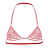 ACSUSS Mens Lingerie Sissy Sheer Lace Halter Neck Open Nipples Wire-Free Unlined Mini Bra Tops Halter Red One Size view 2