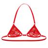 ACSUSS Mens Lingerie Sissy Sheer Lace Halter Neck Open Nipples Wire-Free Unlined Mini Bra Tops Halter Red One Size view 3