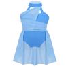YEAHDOR Kids Girls Halter Cutout Back Lyrical Contemporary Ballet Dance Skirted Leotard Chiffon Dress Satge Costume Light_Blue 12 view 1
