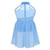 YEAHDOR Kids Girls Halter Cutout Back Lyrical Contemporary Ballet Dance Skirted Leotard Chiffon Dress Satge Costume Light_Blue 12 view 2